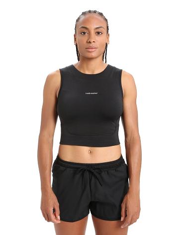 Dámské Tričko Icebreaker ZoneKnit™ Merino Cropped Bra-Tank Černé | CZ 1373XYUF